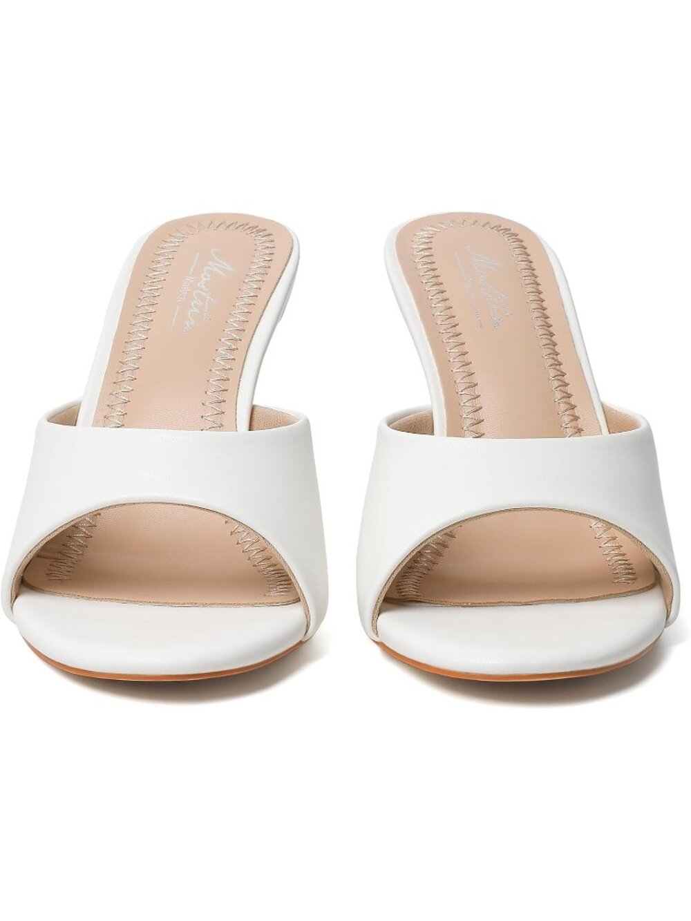 Womens White Round Toe Kitten Heels Stiletto Strapless Backless Party Sandals - Picture 5 of 5